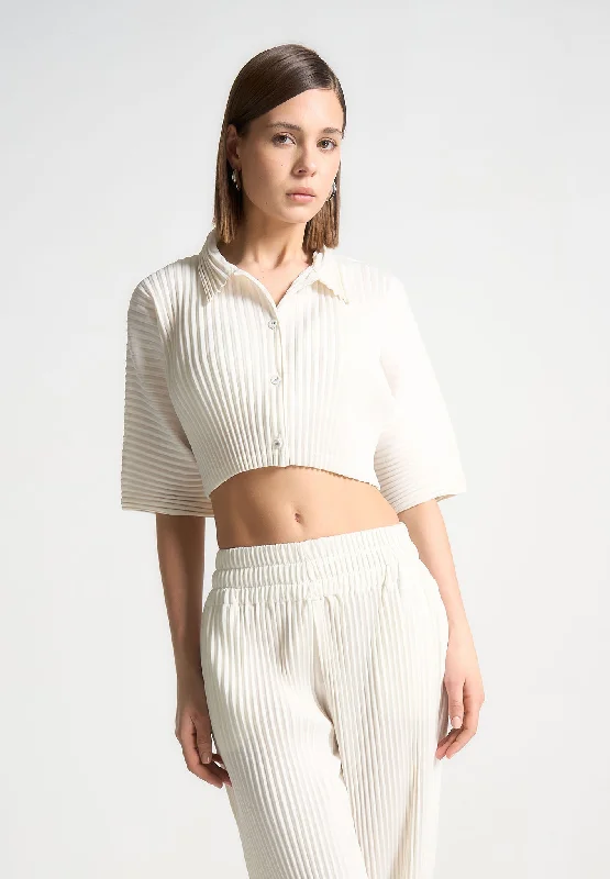 Pleated Cropped Shirt - Off White