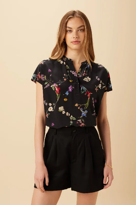 Renata Washable Silk Blouse - Marin Floral