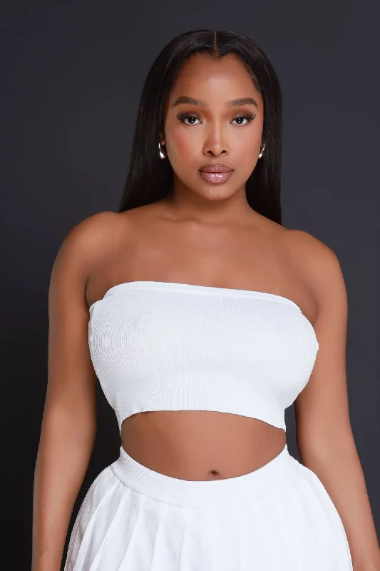 Rush Week Strapless Tube Top - White