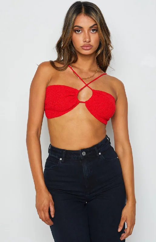 Seoul Red Halter Crop Top