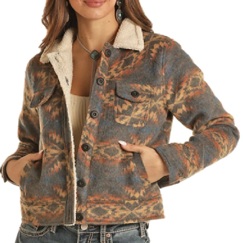 Rock & Roll Denim Women's Sherpa Aztec Jacket