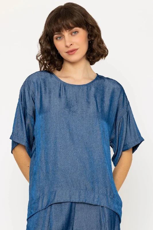 Short Sleeve Chambray Oversized Top