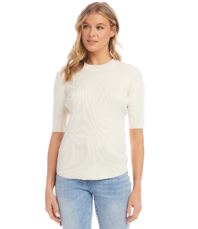 Short Sleeve Ribbed Sweater