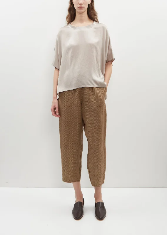 Linen Herringbone Carrot Pants