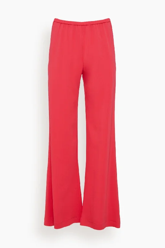 Stretch Crepe Cady Flared Pants in Watermelon