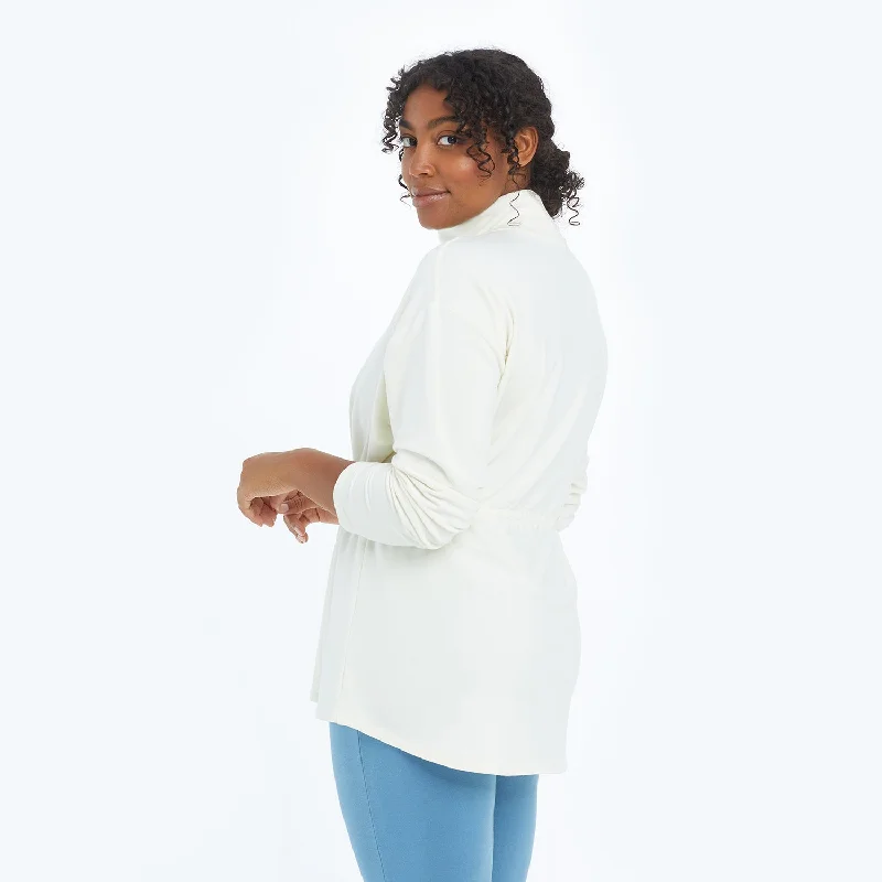 the-softest-french-terry-cinched-waist-pullover-white-sand