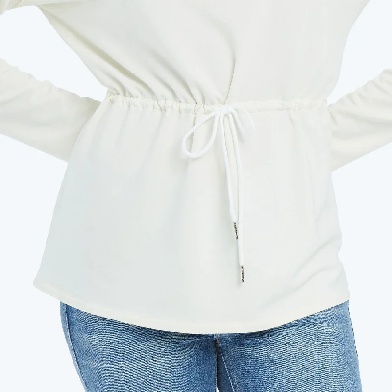 the-softest-french-terry-cinched-waist-pullover-white-sand