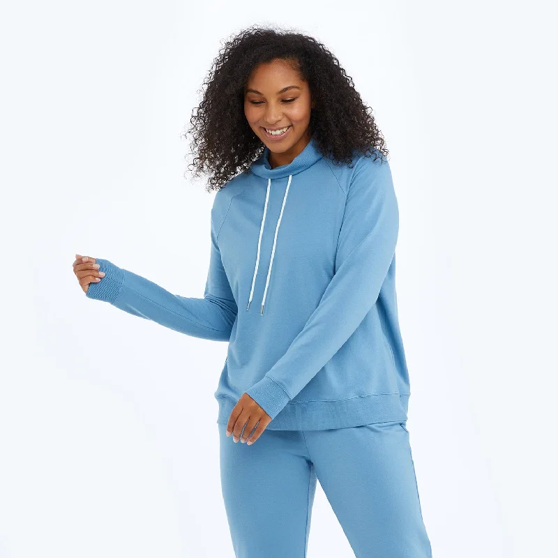 The Softest French Terry Funnel Neck Pullover - Blue Horizon