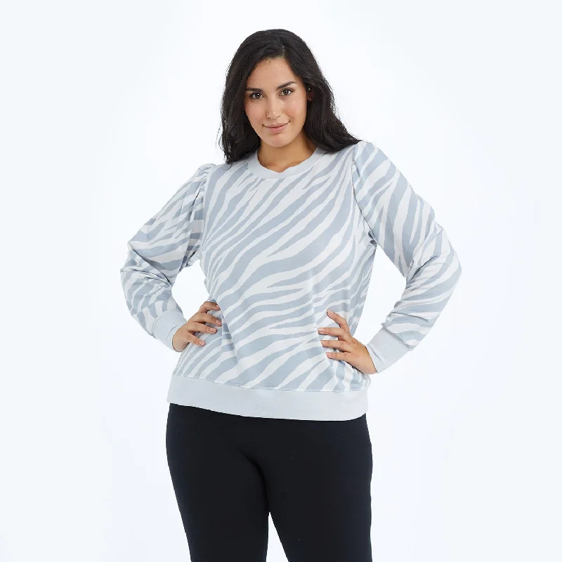 The Softest French Terry Puff Sleeve Pullover - Zebra