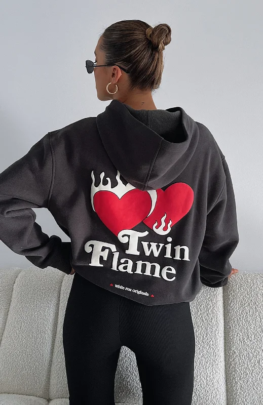 Twin Flame Oversized Hoodie Charcoal