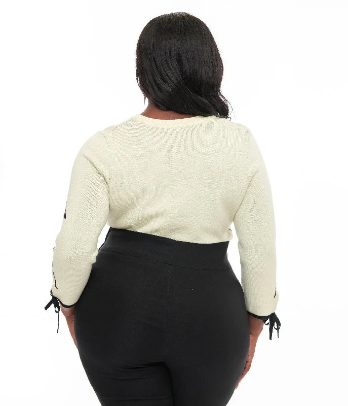 unique-vintage-plus-size-cream-black-spiderweb-keyhole-sweater