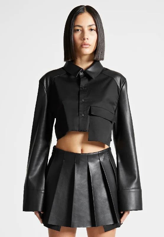 vegan-leather-contrast-cropped-shirt-black