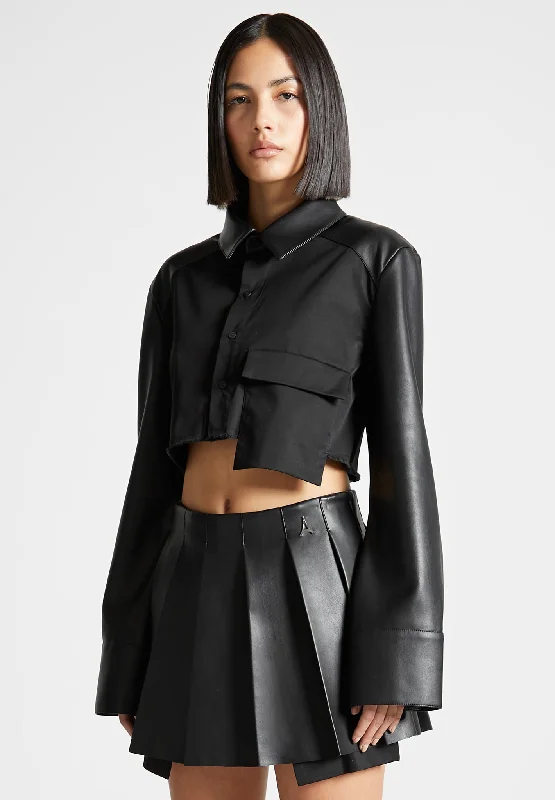 vegan-leather-contrast-cropped-shirt-black