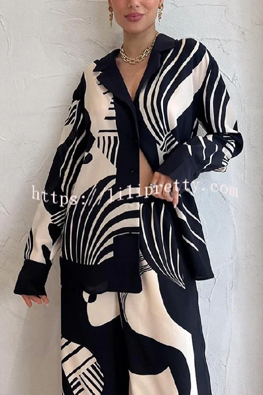 Lilipretty Weekend Escape Exclusive Print Contrast Trims Drape Blouse