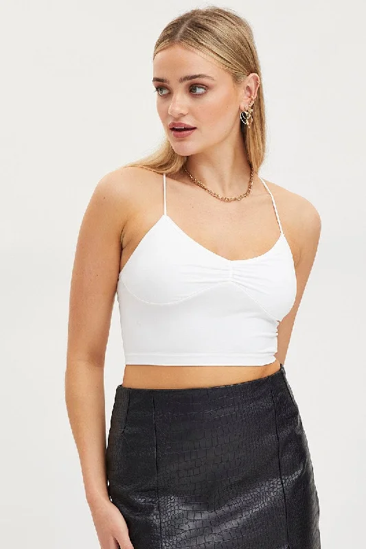 White Singlet Crop Top Seamless