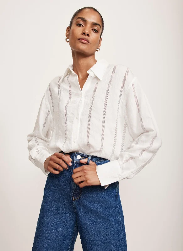 White Textured Oversized Shirt