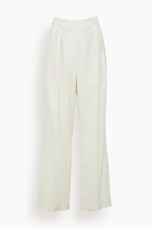 Wide Leg Tailored Trousers in Cream