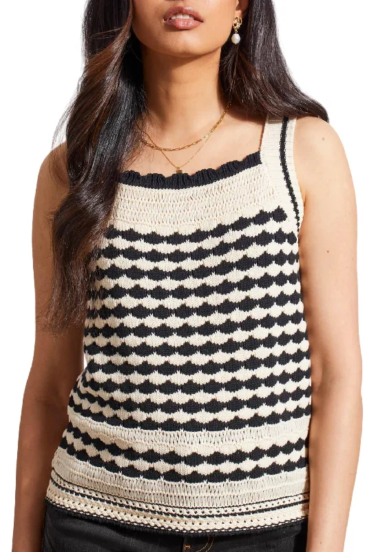 Wide Strap Crochet Sweater Cami In Ecru