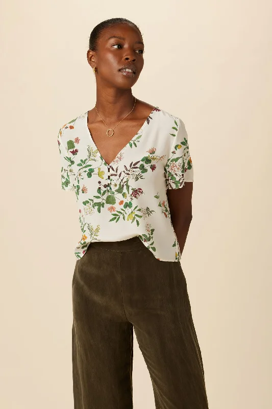 Willa Washable Silk Blouse - Silverwood Floral