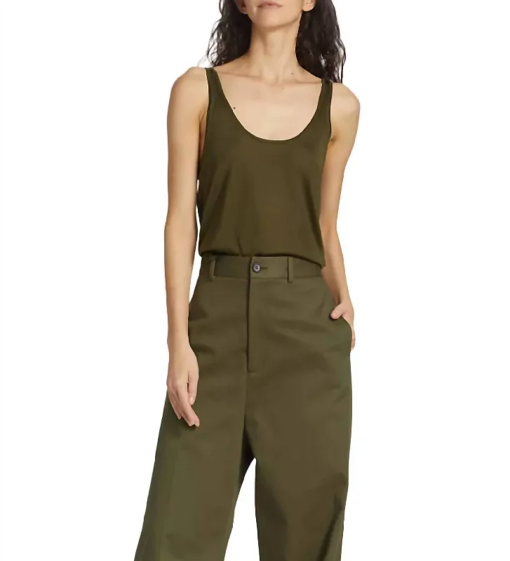 Winona Silk Tank In Army Green