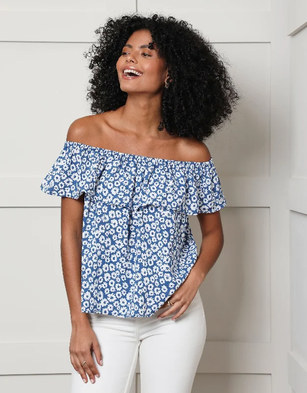 womens-blue-ditsy-floral-print-off-the-shoulder-ladies-bardot-top-tblk07686a