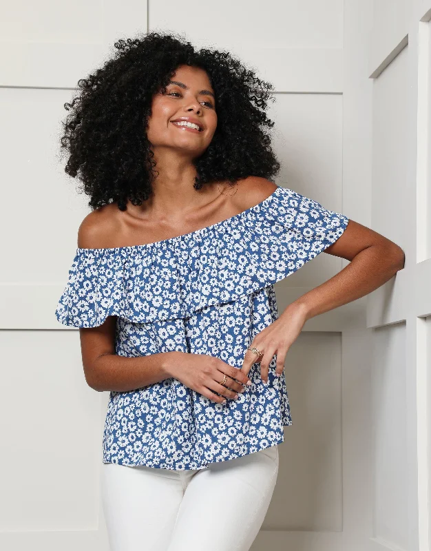 womens-blue-ditsy-floral-print-off-the-shoulder-ladies-bardot-top-tblk07686a