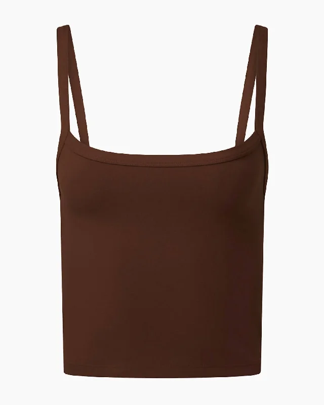 Women's Wide Strap Scoop Tank In Chocolate